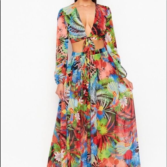 Tropical Maxi Skirt Set